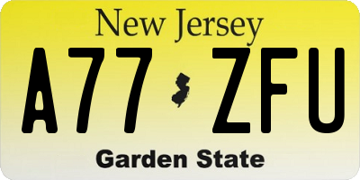 NJ license plate A77ZFU