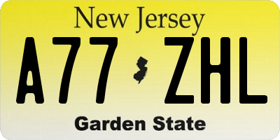 NJ license plate A77ZHL