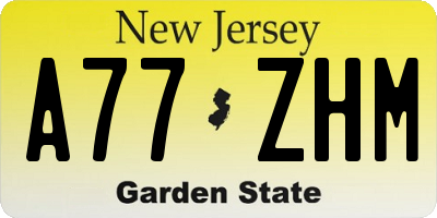 NJ license plate A77ZHM
