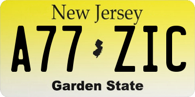 NJ license plate A77ZIC