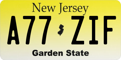 NJ license plate A77ZIF
