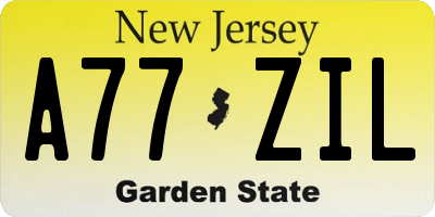 NJ license plate A77ZIL