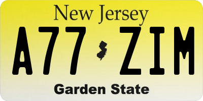 NJ license plate A77ZIM