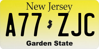 NJ license plate A77ZJC