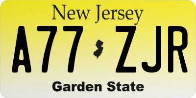 NJ license plate A77ZJR