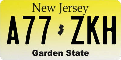 NJ license plate A77ZKH