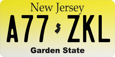 NJ license plate A77ZKL