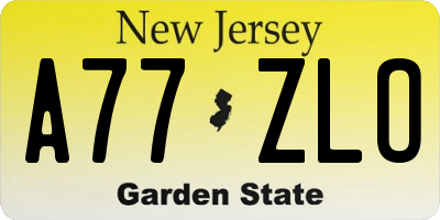 NJ license plate A77ZLO