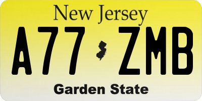 NJ license plate A77ZMB