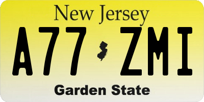 NJ license plate A77ZMI