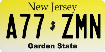NJ license plate A77ZMN