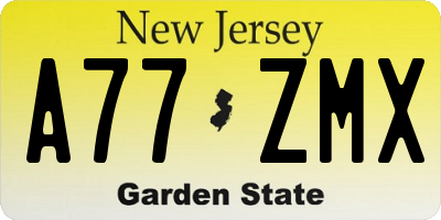 NJ license plate A77ZMX