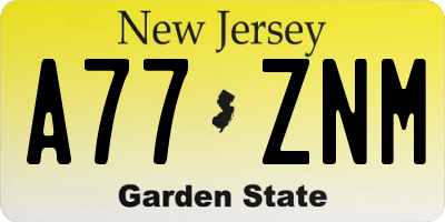 NJ license plate A77ZNM