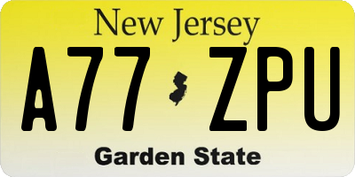 NJ license plate A77ZPU