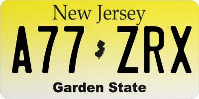 NJ license plate A77ZRX