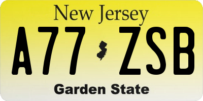 NJ license plate A77ZSB