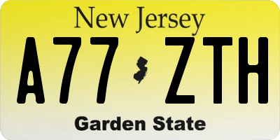 NJ license plate A77ZTH