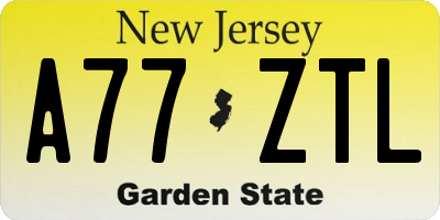 NJ license plate A77ZTL