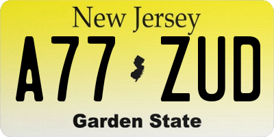NJ license plate A77ZUD