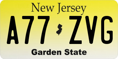NJ license plate A77ZVG