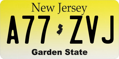 NJ license plate A77ZVJ