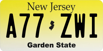 NJ license plate A77ZWI
