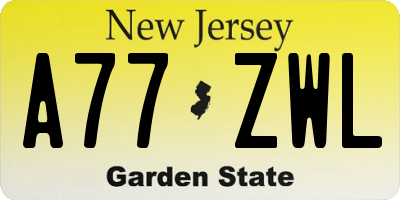 NJ license plate A77ZWL