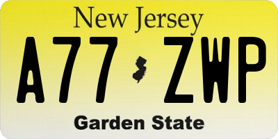 NJ license plate A77ZWP