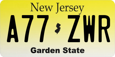 NJ license plate A77ZWR