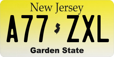 NJ license plate A77ZXL