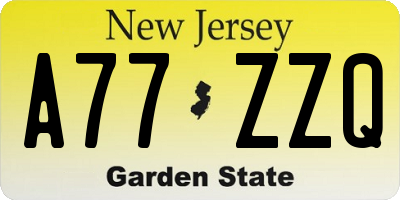 NJ license plate A77ZZQ