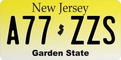 NJ license plate A77ZZS