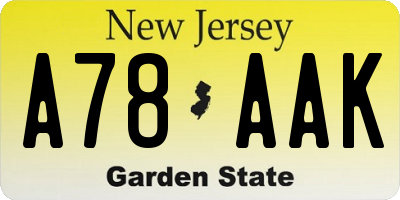 NJ license plate A78AAK