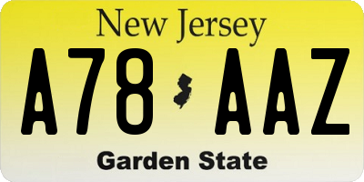 NJ license plate A78AAZ