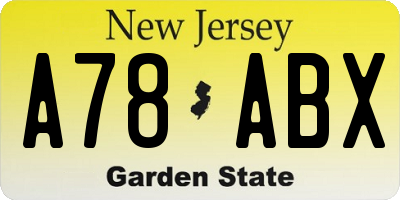 NJ license plate A78ABX