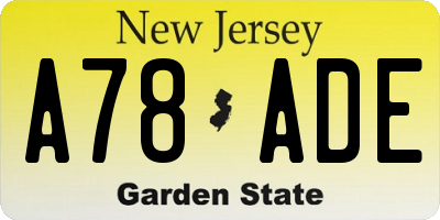 NJ license plate A78ADE