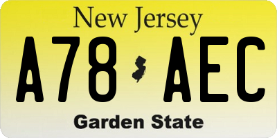 NJ license plate A78AEC