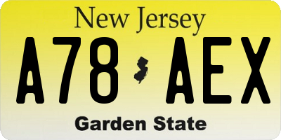 NJ license plate A78AEX