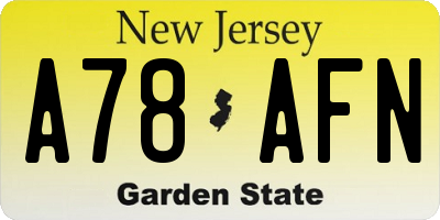 NJ license plate A78AFN