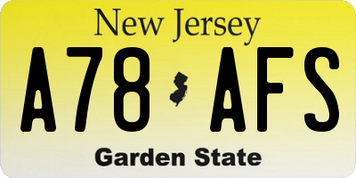 NJ license plate A78AFS