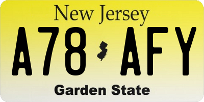 NJ license plate A78AFY