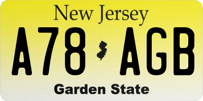 NJ license plate A78AGB