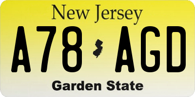 NJ license plate A78AGD