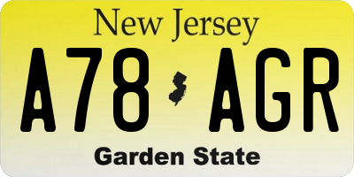 NJ license plate A78AGR