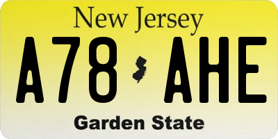 NJ license plate A78AHE