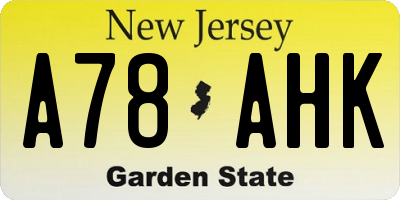 NJ license plate A78AHK