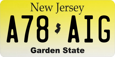 NJ license plate A78AIG