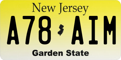 NJ license plate A78AIM