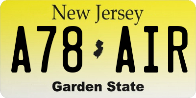 NJ license plate A78AIR