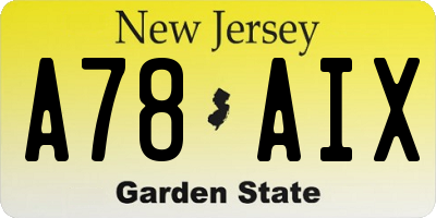 NJ license plate A78AIX